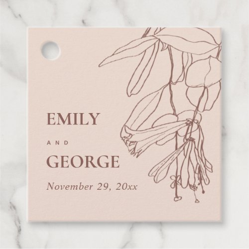 MODERN BLUSH DUSKY LINE DRAWING FLORAL WEDDING FAVOR TAGS