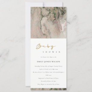 MODERN BLUSH DUSKY ROSE GOLD AGATE BABY SHOWER INVITATION