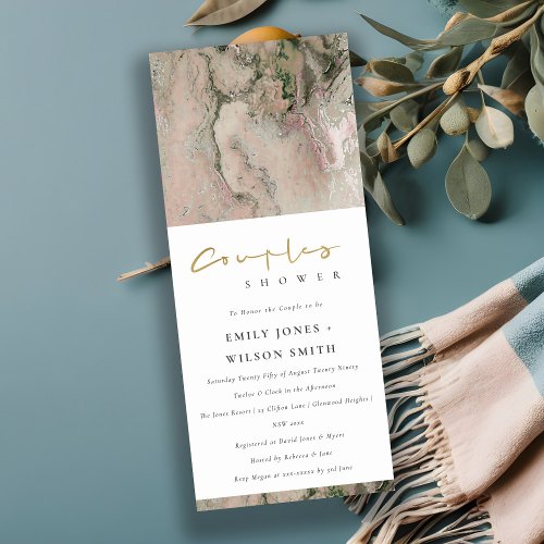 MODERN BLUSH DUSKY ROSE GOLD AGATE COUPLES SHOWER INVITATION