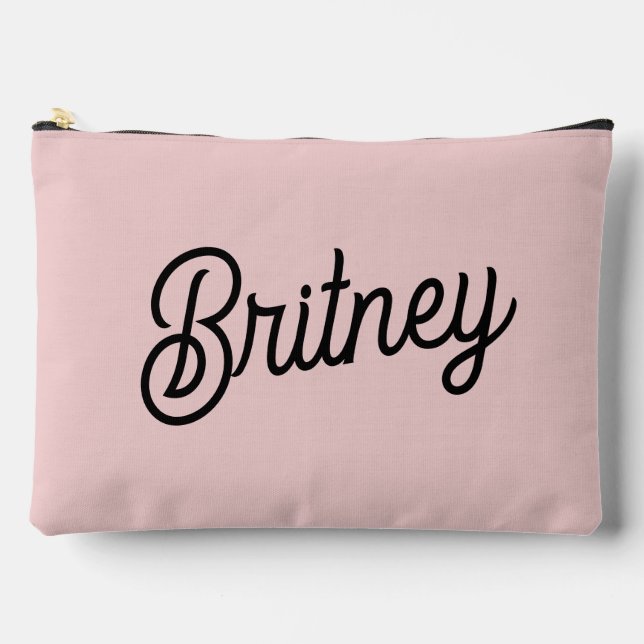 Modern Blush Dusty Pink Monogram and Name  Accessory Pouch (Front)