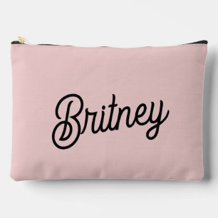 Modern Blush Dusty Pink Monogram and Name Accessory Pouch