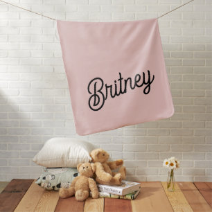 Modern Blush Dusty Pink Monogram and Name  Baby Blanket