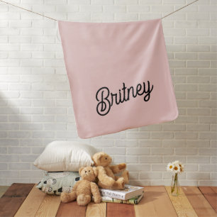 Modern Blush Dusty Pink Monogram and Name Baby Blanket