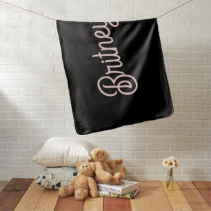 Modern Blush Dusty Pink Monogram and Name  Baby Blanket