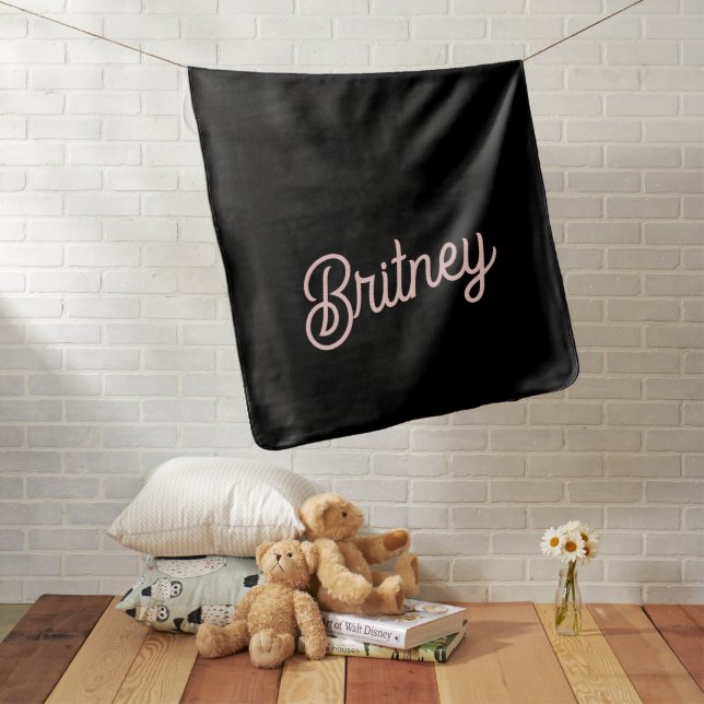 Modern Blush Dusty Pink Monogram and Name  Baby Blanket (In Situ)