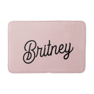 Modern Blush Dusty Pink Monogram and Name  Bath Mat