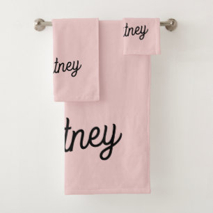 Modern Blush Dusty Pink Monogram and Name  Bath Towel Set