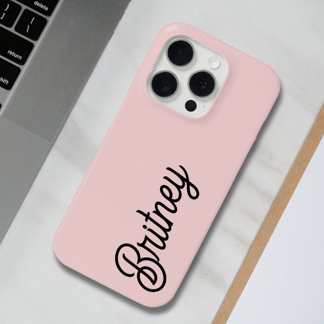 Modern Blush Dusty Pink Monogram and Name  Case-Mate iPhone Case (Creator Uploaded)