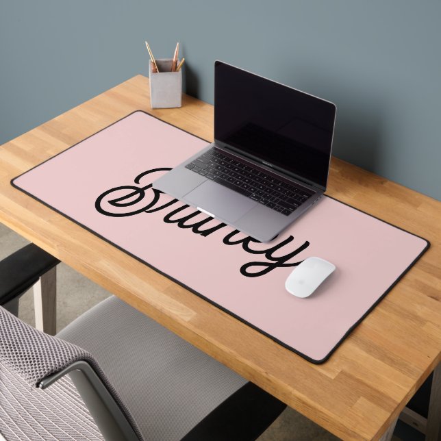 Modern Blush Dusty Pink Monogram and Name  Desk Mat (Office 2)