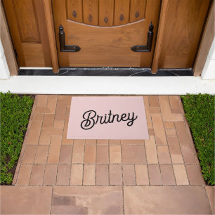 Modern Blush Dusty Pink Monogram and Name Doormat