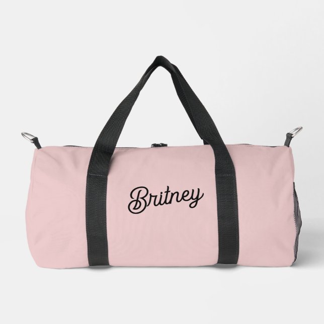 Modern Blush Dusty Pink Monogram and Name  Duffle Bag (Front)