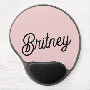 Modern Blush Dusty Pink Monogram and Name  Gel Mouse Pad