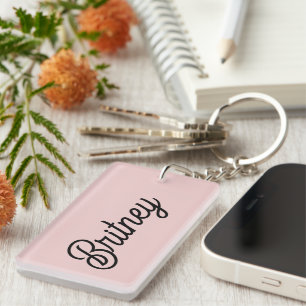 Modern Blush Dusty Pink Monogram and Name Keychain