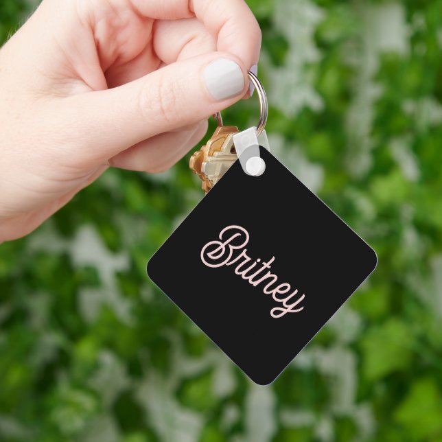Modern Blush Dusty Pink Monogram and Name  Keychain (Hand)