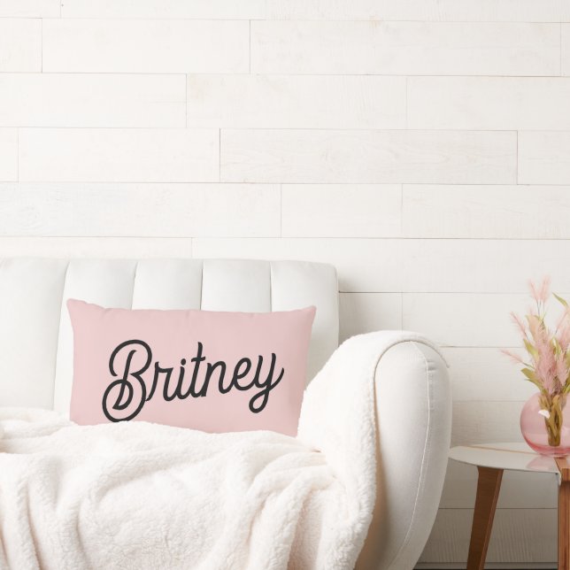 Modern Blush Dusty Pink Monogram and Name  Lumbar Pillow (Couch)