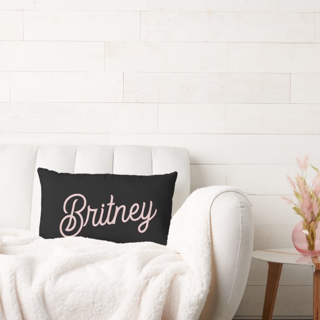 Modern Blush Dusty Pink Monogram and Name  Lumbar Pillow (Couch)