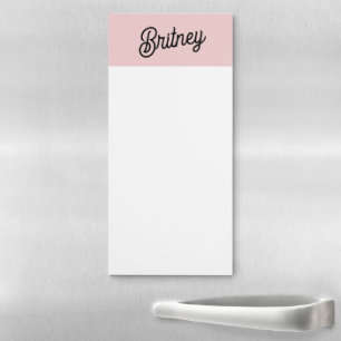 Modern Blush Dusty Pink Monogram and Name Magnetic Notepad