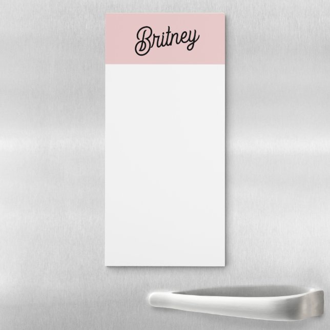 Modern Blush Dusty Pink Monogram and Name  Magnetic Notepad (In Situ)