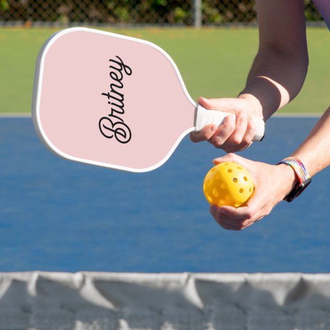 Modern Blush Dusty Pink Monogram and Name  Pickleball Paddle (Insitu)