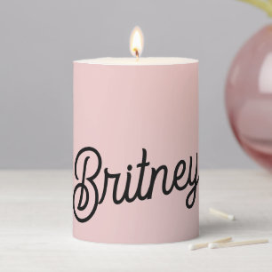 Modern Blush Dusty Pink Monogram and Name Pillar Candle