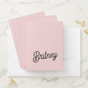 Modern Blush Dusty Pink Monogram and Name  Pocket Folder