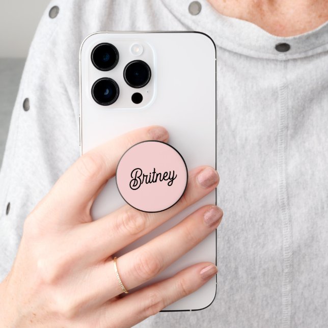 Modern Blush Dusty Pink Monogram and Name  PopSocket (Hand)