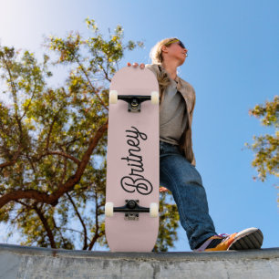 Modern Blush Dusty Pink Monogram and Name Skateboard