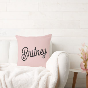 Modern Blush Dusty Pink Monogram and Name  Throw Pillow