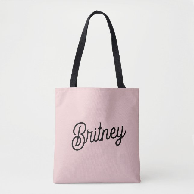 Modern Blush Dusty Pink Monogram and Name  Tote Bag (Front)