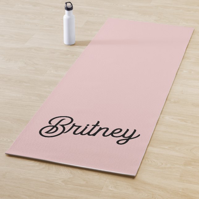 Modern Blush Dusty Pink Monogram and Name  Yoga Mat (In Situ)