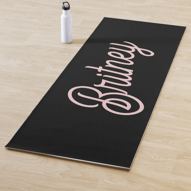 Modern Blush Dusty Pink Monogram and Name  Yoga Mat (In Situ)