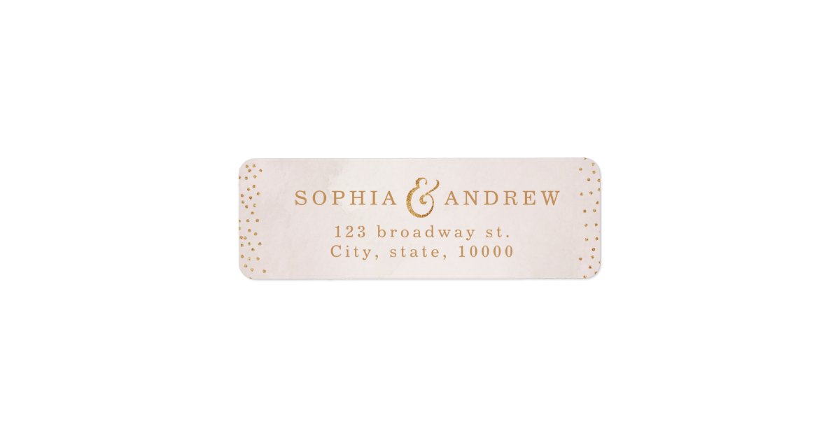 Modern blush faux glitter rose gold return address label | Zazzle