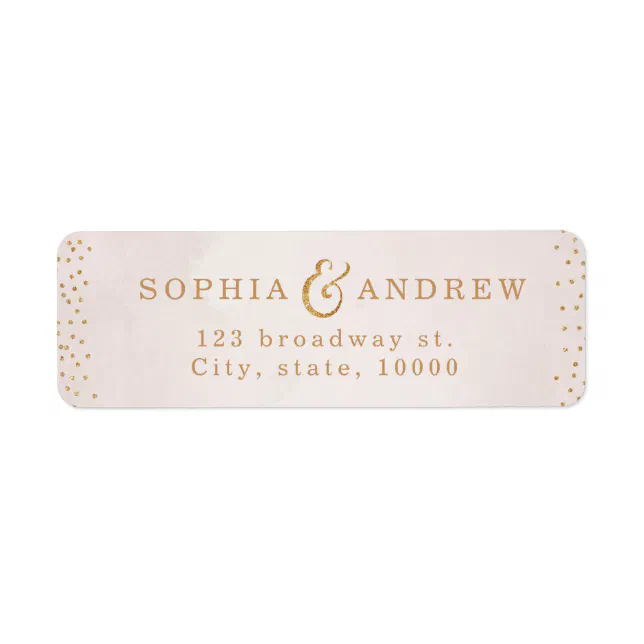 Modern blush faux glitter rose gold return address label | Zazzle