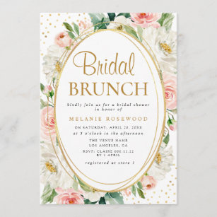 Modern blush floral bridal shower invitation