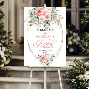 Modern Blush Floral Bridal Shower Welcome Poster