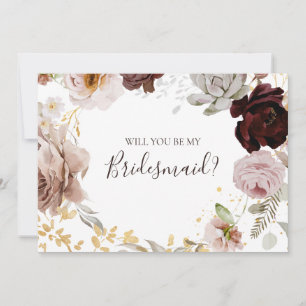 Modern Blush Floral Bridesmaid Proposal Card
