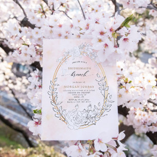 Modern Blush Floral Bridesmaids Brunch Invite