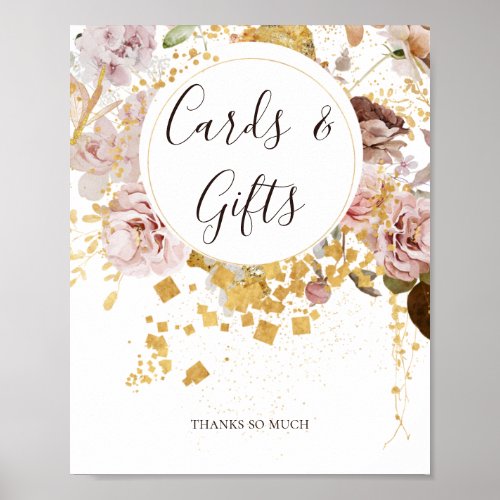 Modern Blush Floral  Cards and Gifts Sign