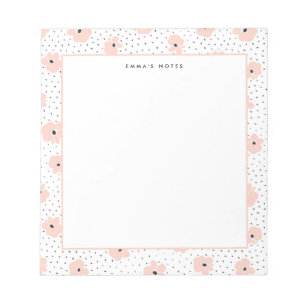 Modern Blush Floral Dots Pattern Personalized Notepad