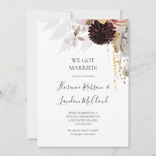 Modern Blush Floral | Elopement Announcement (Front)