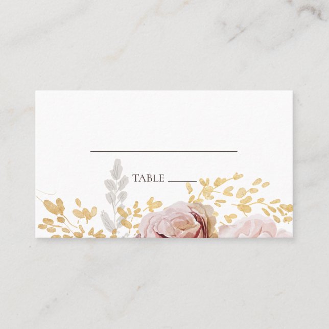 Modern Blush Floral | Flat Wedding Place Card (Front)