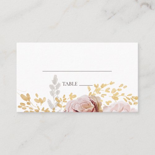Modern Blush Floral  Flat Wedding Place Card