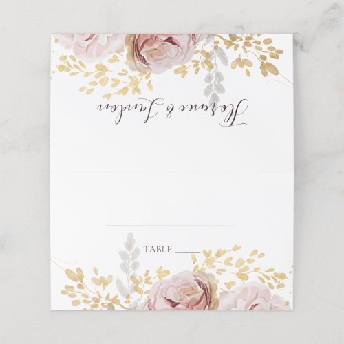 Modern Blush Floral  Folded Place Card