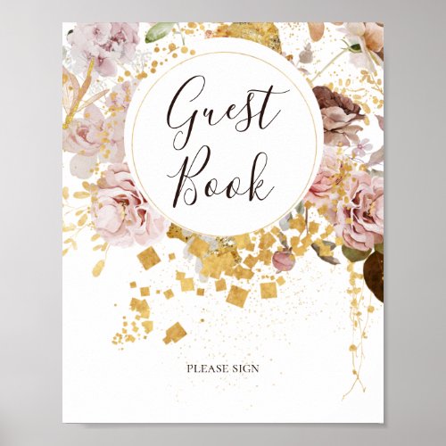 Modern Blush Floral  Guest Book Sign