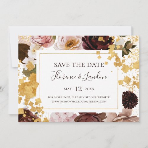 Modern Blush Floral  Horizontal Save the Date