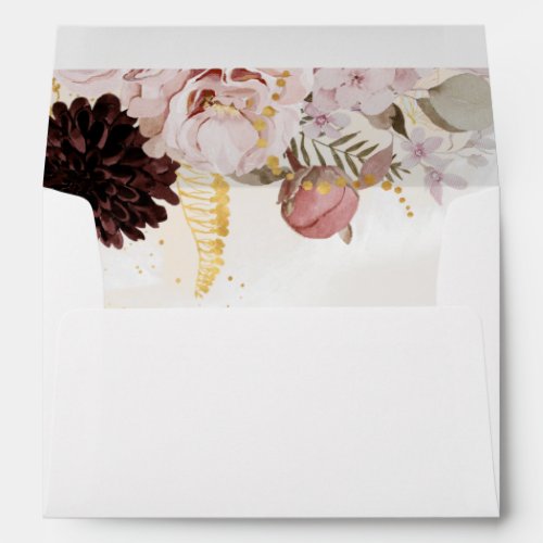 Modern Blush Floral Marble Navy Wedding Invitation Envelope