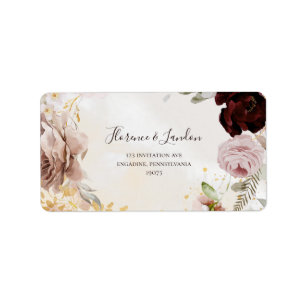 Modern Blush Floral   Marble RSVP return address Label