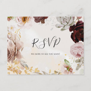 Modern Blush Floral Marble Song Request RSVP Postcard