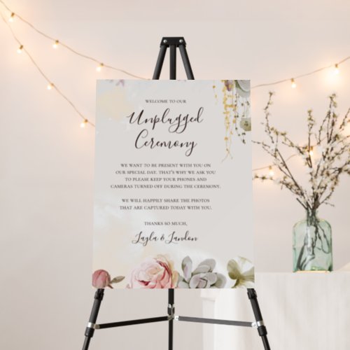 Modern Blush Floral  Marble Unplugged Ceremony Foam Board