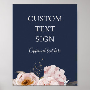 Modern Blush Floral Navy Cards and Gifts Custom Poster